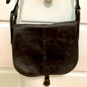 Lucky Brand Black Leather Messenger Crossbody Bag